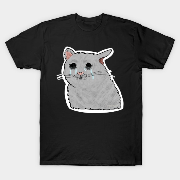 Crying Cat T-Shirt by jberoldart